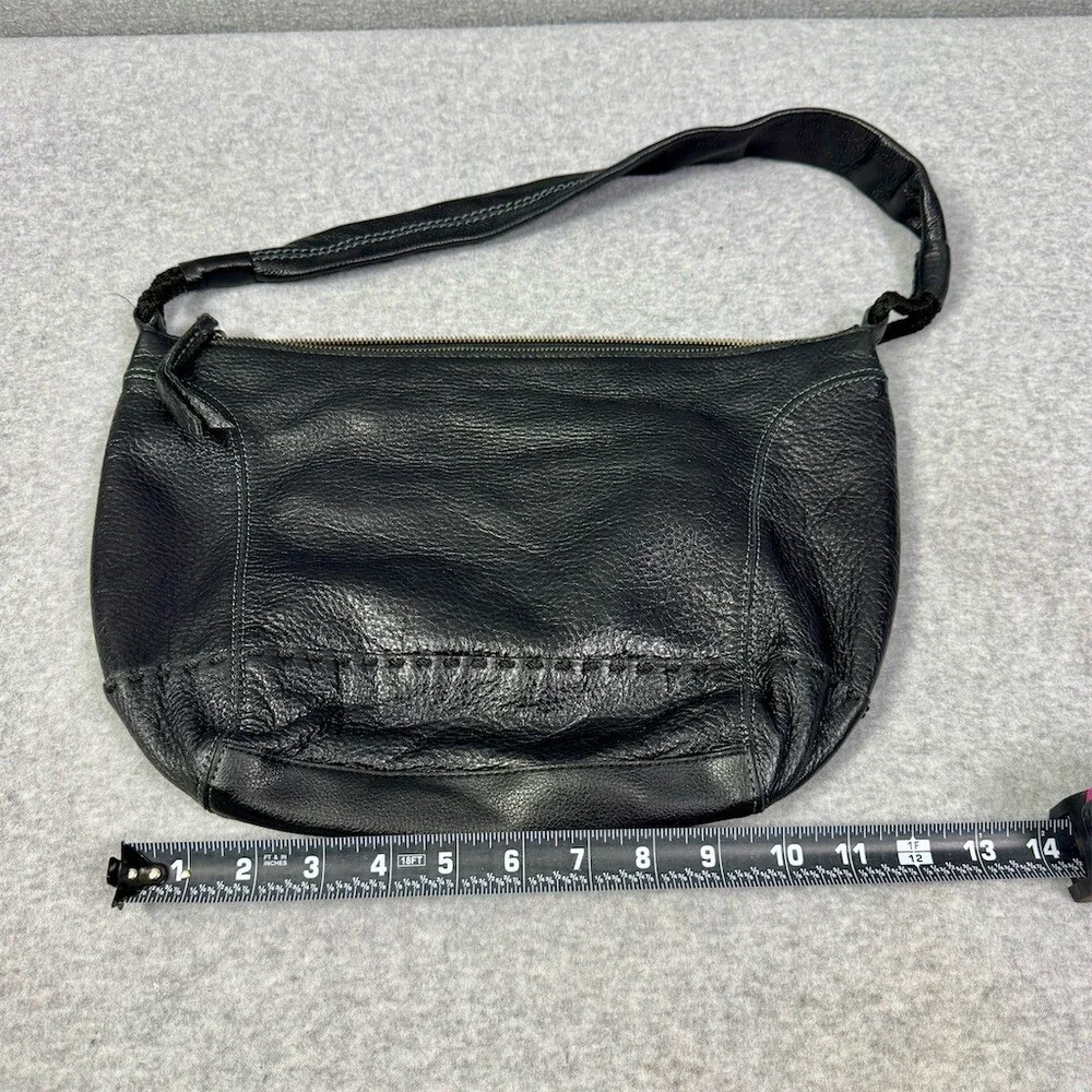 the Sak Womens Black Leather Hobo Shoulder Bag Zip Top Slouch Purse Medium
